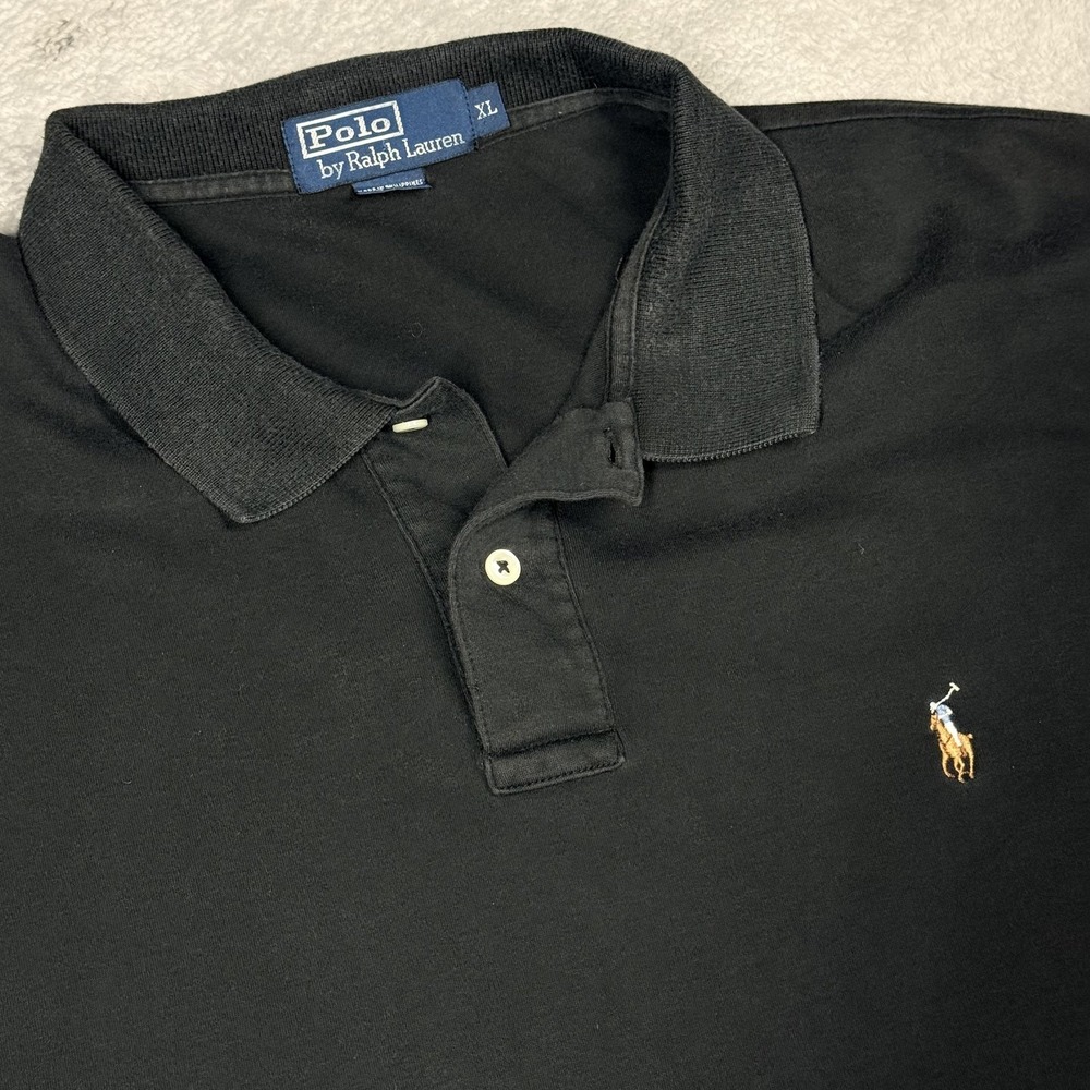 Polo Ralph Lauren Polo Shirt Mens XL Black Short‎ Sleeve Classic Pony 12635